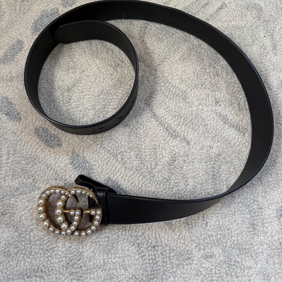 Gucci GG Marmont Large Pearl Belt Size 90 - Picture 1 of 4